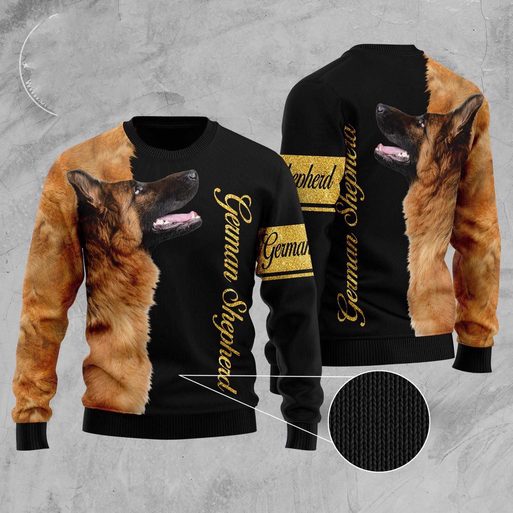 German Shepherd Half Cool Ugly Christmas Sweater, Christmas Sweater, Ugly Sweater, Funny Xmas Sweaters