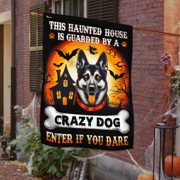 German Shepherd Halloween This Haunted House Is Guarded By A Crazy Dog Enter Flag, Halloween Flag, Halloween Garden Flags, Halloween House Flags