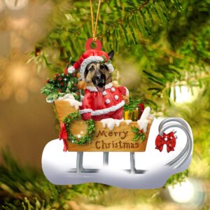 German Shepherd Merry Christmas Ornament, Christmas Ornament,…