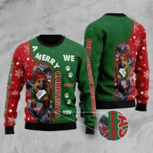 German Shepherd Merry Christmas Ugly Christmas Sweater,…