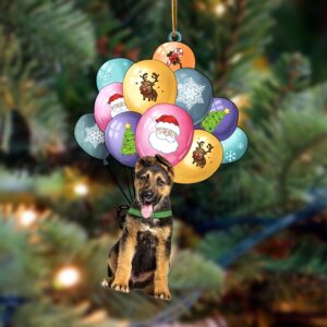German Shepherd With Balloons Christmas Ornament, Christmas…