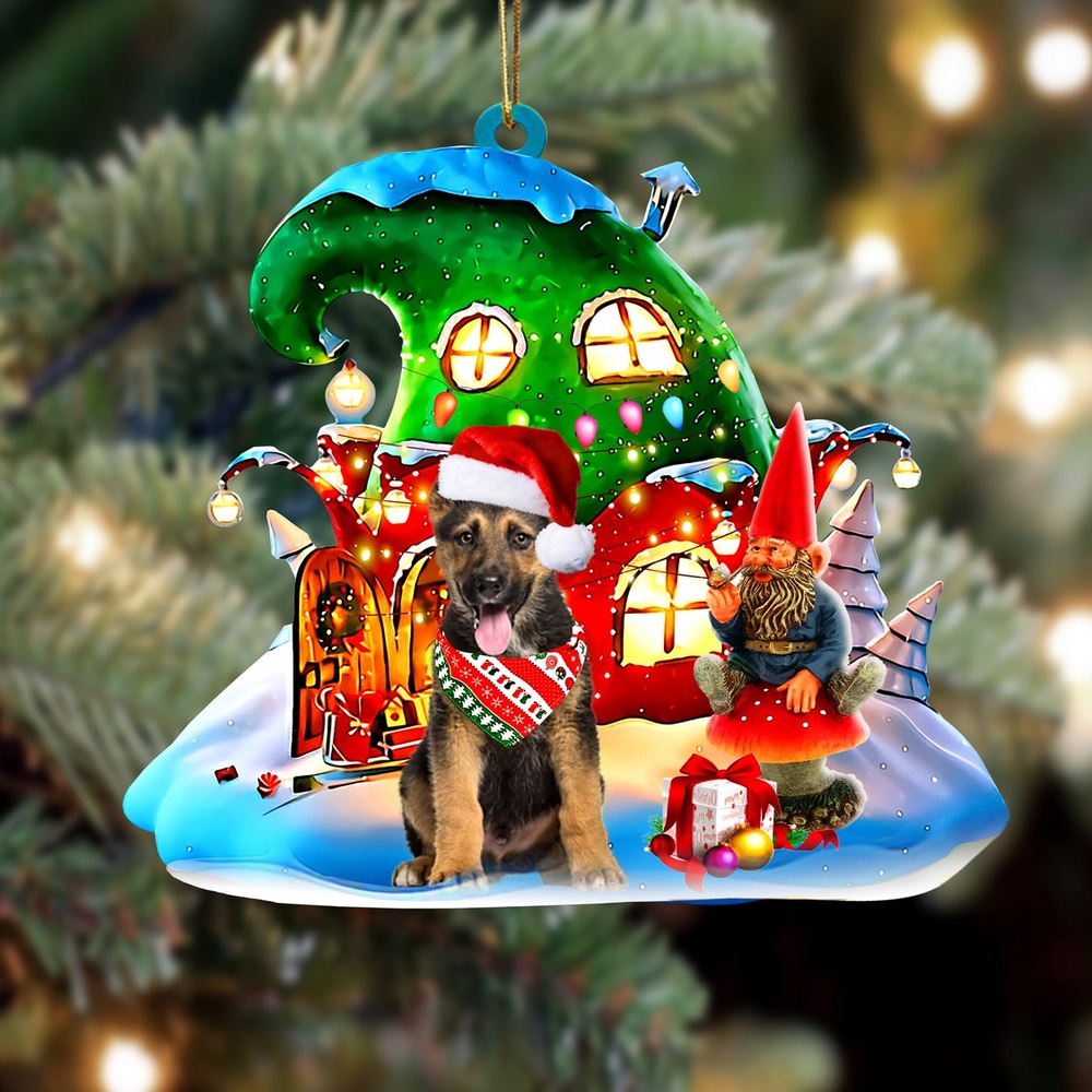 German Shepherd With Rudolph’s House Christmas Ornament, Christmas Ornament, Dog Ornament, Xmas Dog Ornaments