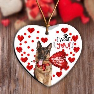 German shepherd 2 Happy Valentine’s Day Ornament,…