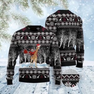 Giraffe And Santa Ugly Christmas Sweater, Christmas…