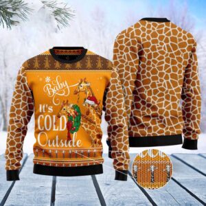 Giraffe Baby It’S Cold Outside Ugly Christmas…
