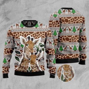 Giraffe Family Christmas Ugly Christmas Sweater, Christmas…