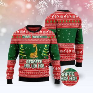 Giraffe Ho Ho Ho Ugly Christmas Sweater,…