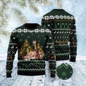 Giraffe Holiday Ugly Christmas Sweater, Christmas Sweater,…