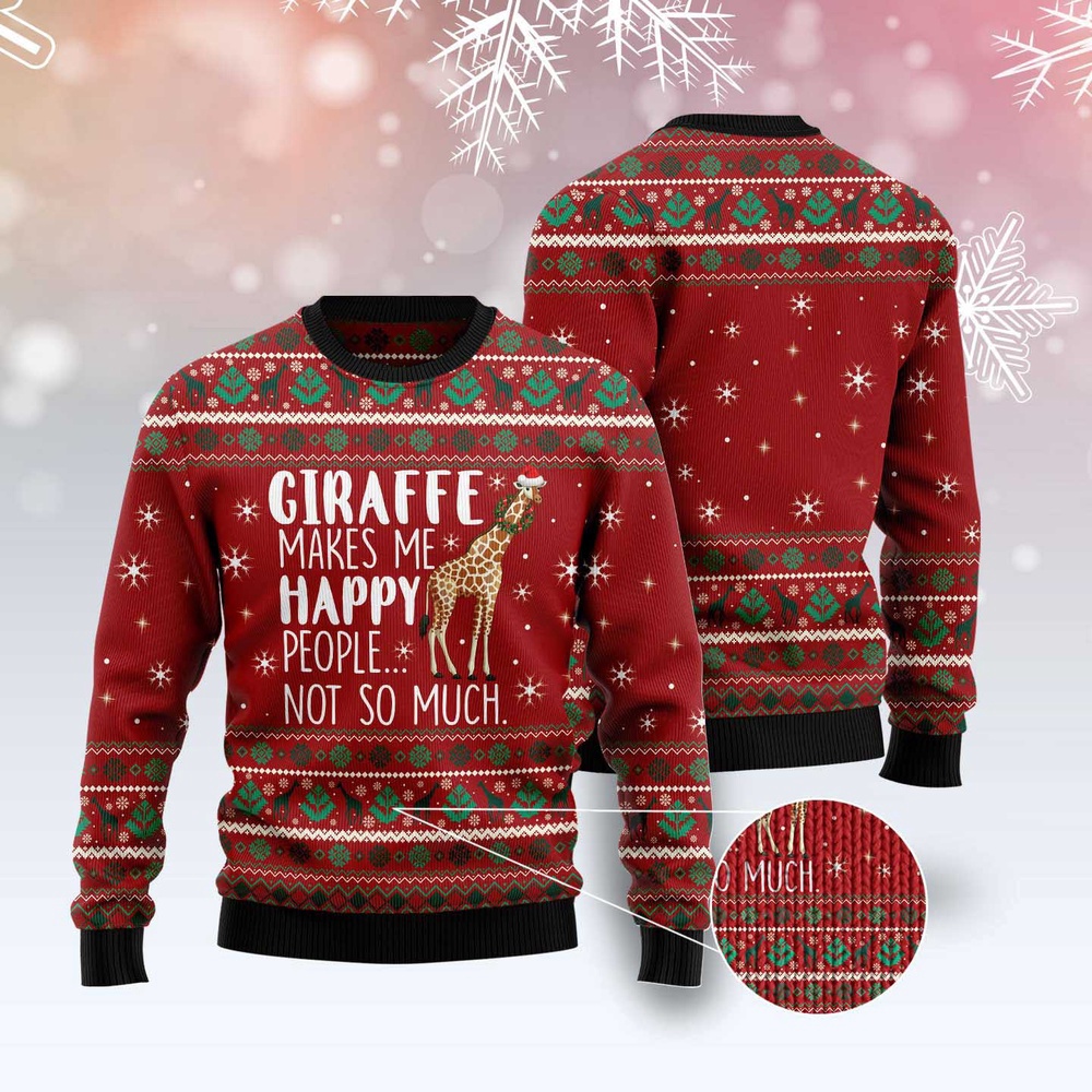 Giraffe Makes Me Happy Ugly Christmas Sweater, Christmas Sweater, Ugly Sweater, Funny Xmas Sweaters Giraffe Makes Me Happy Ugly Christmas Sweater, Christmas Sweater, Ugly Sweater, Funny Xmas Sweaters