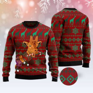 Giraffe Winter Ugly Christmas Sweater, Christmas Sweater,…