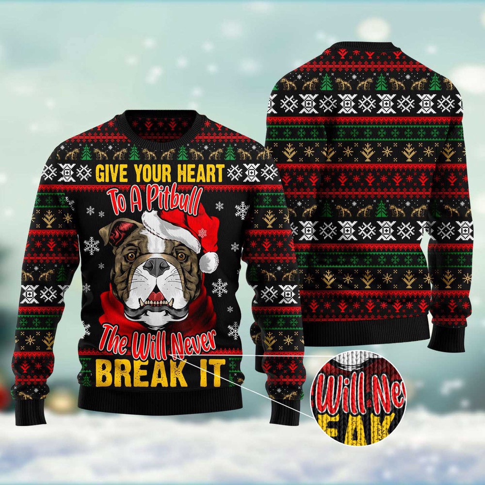 Give Your Heart Pitbull Ugly Christmas Sweater, Christmas Sweater, Ugly Sweater, Funny Xmas Sweaters Give Your Heart Pitbull Ugly Christmas Sweater, Christmas Sweater, Ugly Sweater, Funny Xmas Sweaters