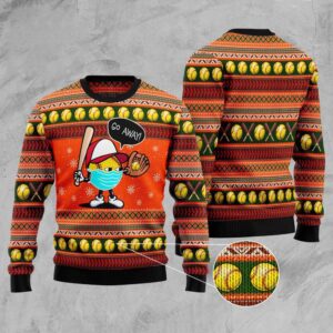 Go Away Softball Ugly Christmas Sweater, Christmas…