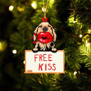 Golden-Retriever2 Free Kiss Christmas Ornament, Christmas Ornament,…
