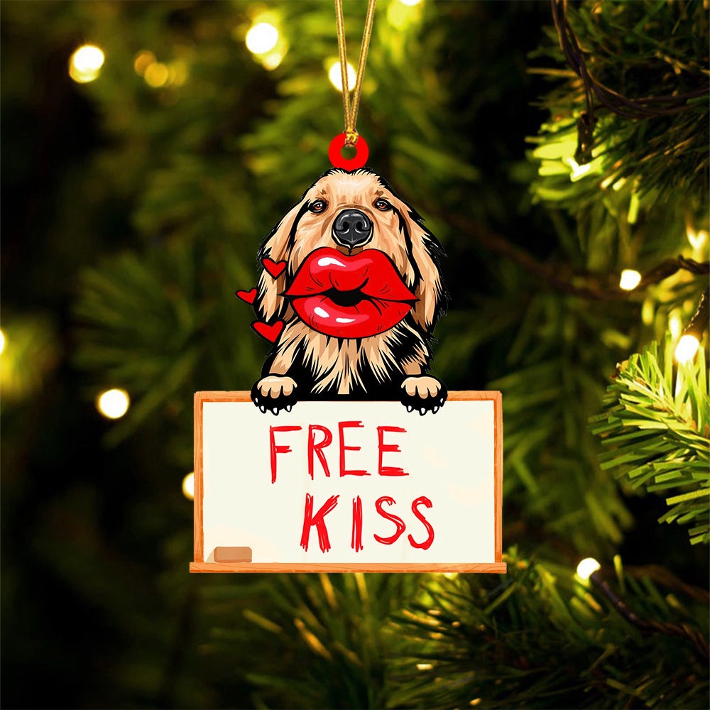 Golden-Retriever2 Free Kiss Christmas Ornament, Christmas Ornament, Dog Ornament, Xmas Dog Ornaments