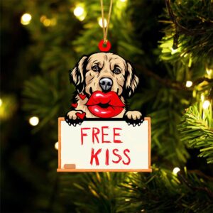 Golden-Retriever Free Kiss Christmas Ornament, Christmas Ornament,…