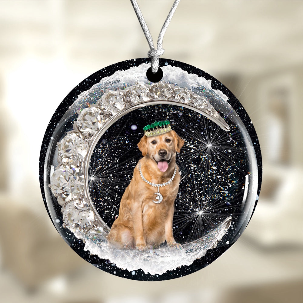 Golden-Retriever With Crown Diamond Ornament, Christmas Ornament, Dog Ornament, Xmas Dog Ornaments