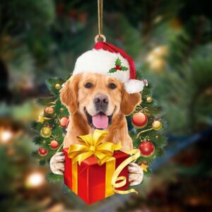 Golden Retriever-Dogs give gifts Hanging Ornament, Christmas…