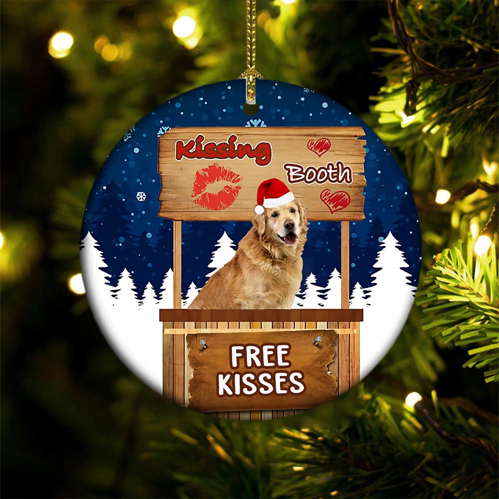 Golden Retriever 1 Kissing Booth Christmas Ornament, Christmas Ornament, Dog Ornament, Xmas Dog Ornaments