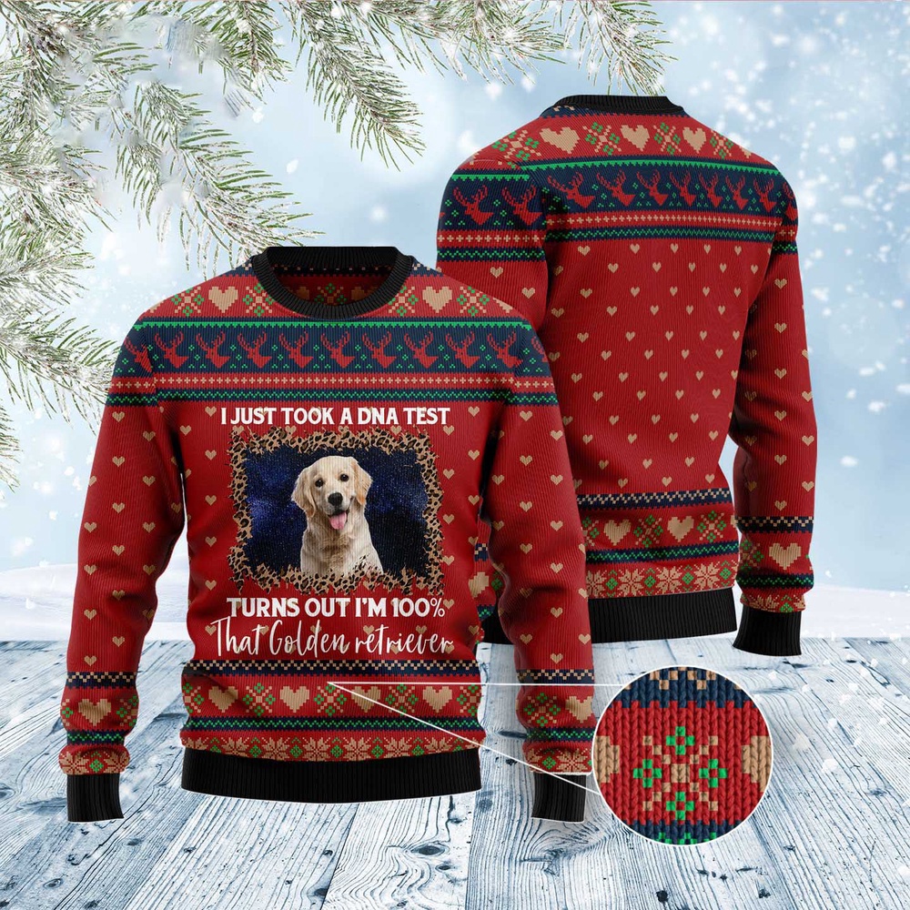 Golden Retriever Dna Ugly Christmas Sweater, Christmas Sweater, Ugly Sweater, Funny Xmas Sweaters