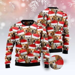 Golden Retriever Group Awesome Ugly Christmas Sweater,…