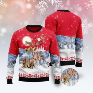 Golden Retriever Santa Claus Ugly Christmas Sweater,…