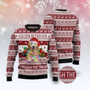 Golden Retriever Through The Snow Ugly Christmas…