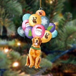 Golden Retriever With Balloons Christmas Ornament, Christmas…