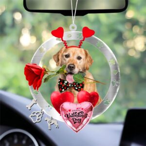 Golden Retriever With Rose & Heart Balloon…