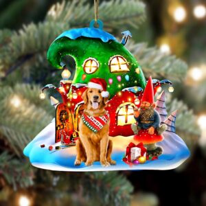 Golden Retriever With Rudolph’s House Christmas Ornament,…