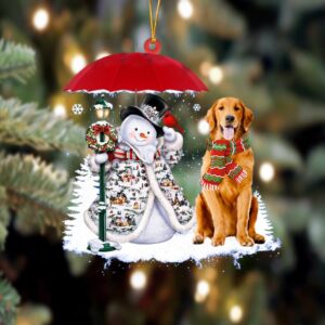 Golden Retriever With Snowman Christmas Ornament, Christmas…