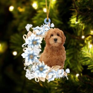 Goldendoodle Flowers Moon Ornament, Christmas Ornament, Dog…