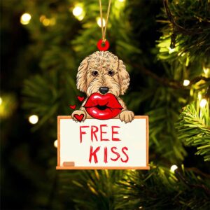 Goldendoodle Free Kiss Christmas Ornament, Christmas Ornament,…