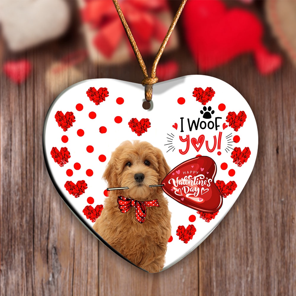 Goldendoodle Happy Valentine’s Day Ornament, Christmas Ornament, Dog Ornament, Xmas Dog Ornaments