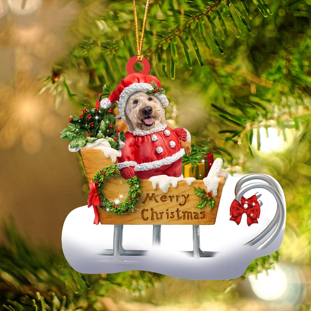 Goldendoodle Merry Christmas Ornament, Christmas Ornament, Dog Ornament, Xmas Dog Ornaments