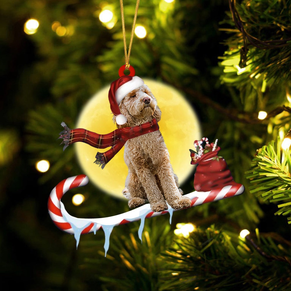 Goldendoodle On The Candy Cane Christmas Ornament, Christmas Ornament, Dog Ornament, Xmas Dog Ornaments Goldendoodle On The Candy Cane Christmas Ornament, Christmas Ornament, Dog Ornament, Xmas Dog Ornaments