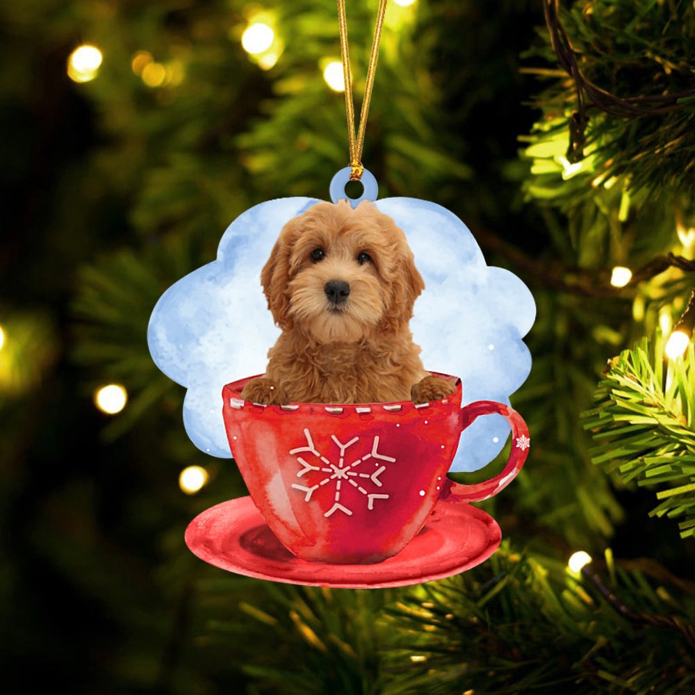 Goldendoodle On The Cup Christmas Ornament, Christmas Ornament, Dog Ornament, Xmas Dog Ornaments