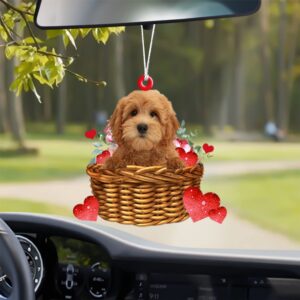 Goldendoodle With Rose & Heart Ornament, Christmas…