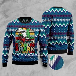 Grandpa Shark Dododo Ugly Christmas Sweater, Christmas…