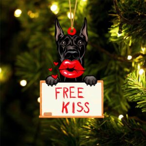 Great-Dane Free Kiss Christmas Ornament, Christmas Ornament,…