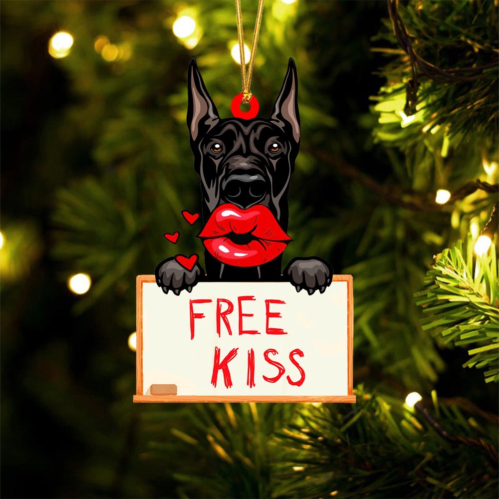 Great-Dane Free Kiss Christmas Ornament, Christmas Ornament, Dog Ornament, Xmas Dog Ornaments Great-Dane Free Kiss Christmas Ornament, Christmas Ornament, Dog Ornament, Xmas Dog Ornaments