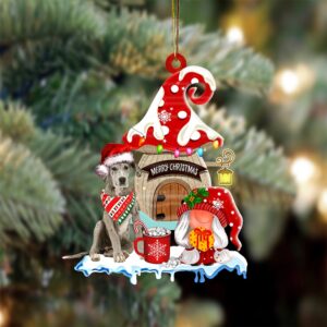Great-Dane With Mushroom House Christmas Ornament, Christmas…