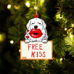 Great-Pyrenees Free Kiss Christmas Ornament, Christmas Ornament,…