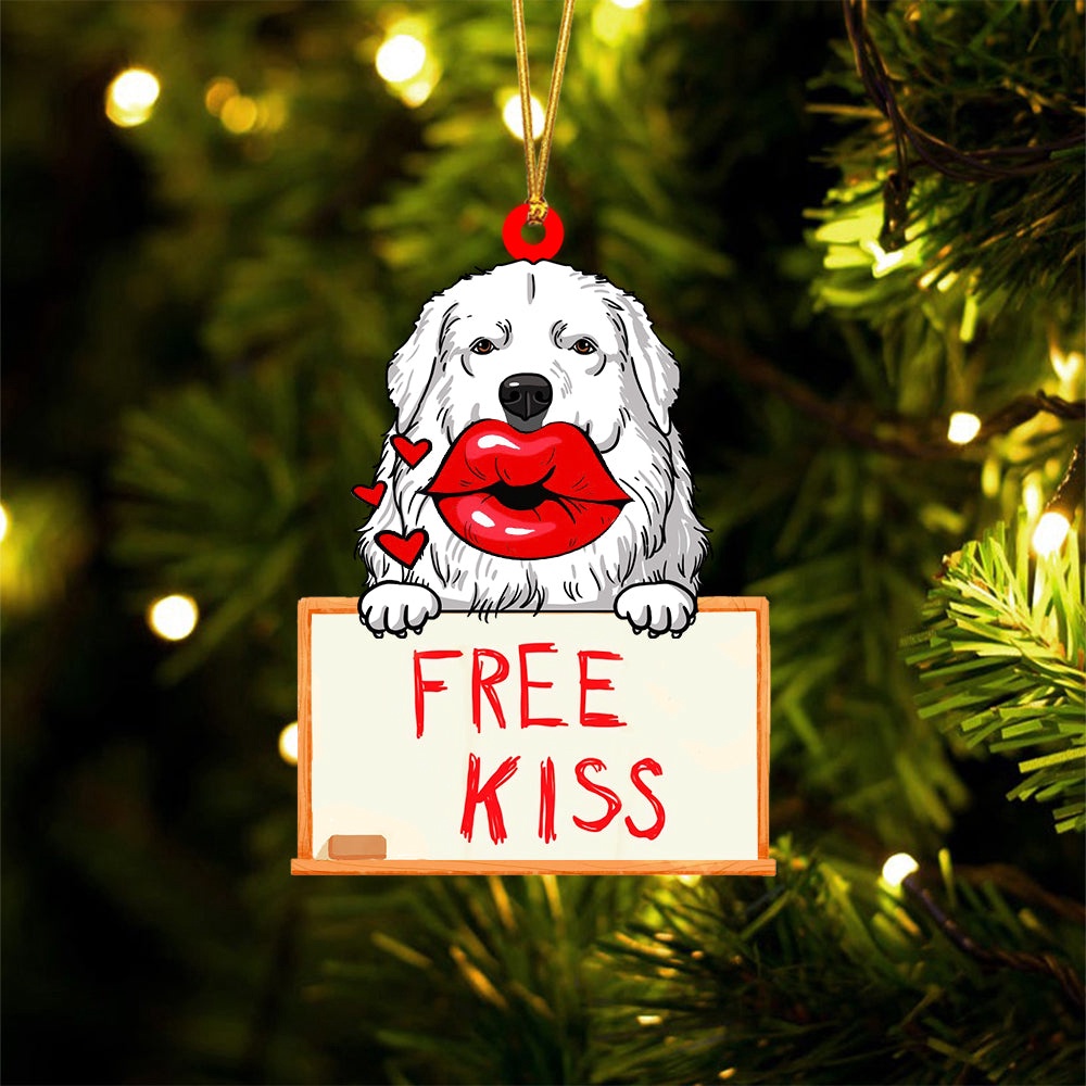 Great-Pyrenees Free Kiss Christmas Ornament, Christmas Ornament, Dog Ornament, Xmas Dog Ornaments Great-Pyrenees Free Kiss Christmas Ornament, Christmas Ornament, Dog Ornament, Xmas Dog Ornaments