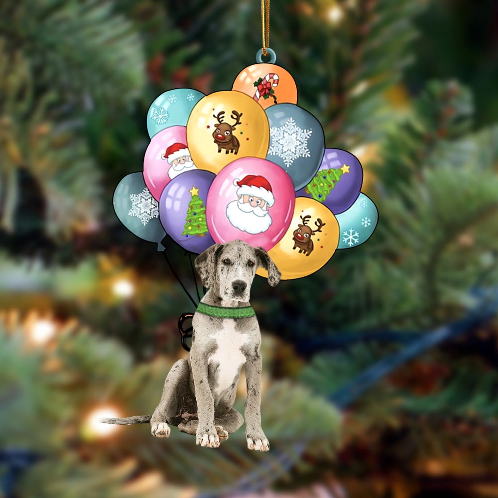 Great Dane With Balloons Christmas Ornament, Christmas Ornament, Dog Ornament, Xmas Dog Ornaments