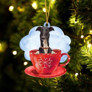 Greyhound On The Cup Christmas Ornament, Christmas…