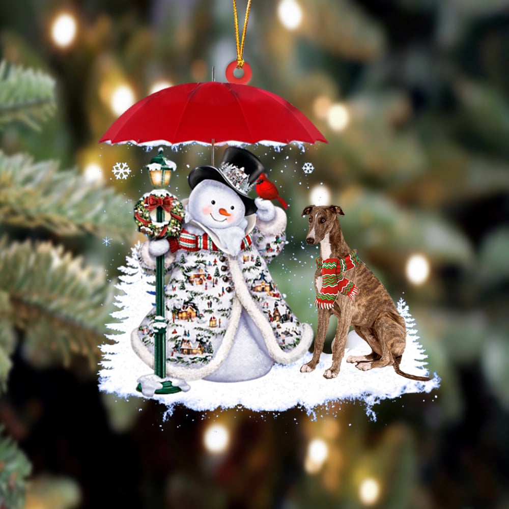 Greyhound With Snowman Christmas Ornament, Christmas Ornament, Dog Ornament, Xmas Dog Ornaments Greyhound With Snowman Christmas Ornament, Christmas Ornament, Dog Ornament, Xmas Dog Ornaments