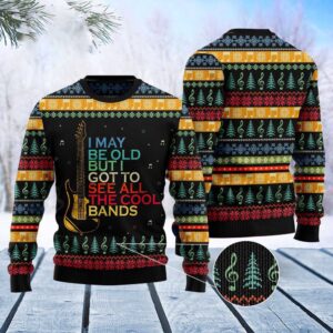 Guitar Old Vintage Ugly Christmas Sweater, Christmas…