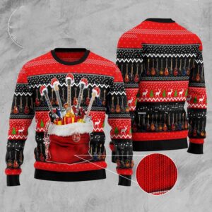 Guitar Xmas Gift Bag Ugly Christmas Sweater,…