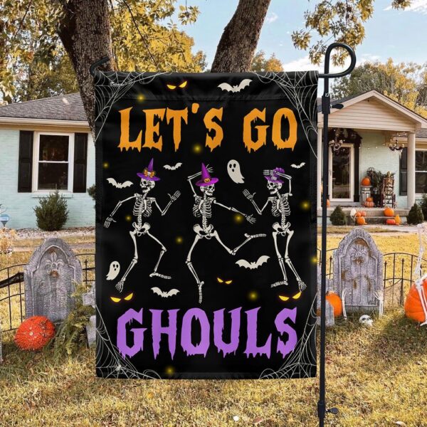 Halloween Dancing Skeleton Flag Let’s Go Ghouls, Halloween Flag, Halloween Garden Flags, Halloween House Flags