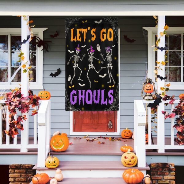 Halloween Dancing Skeleton Flag Let’s Go Ghouls, Halloween Flag, Halloween Garden Flags, Halloween House Flags